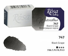 Load image into Gallery viewer, watercolor paint half pans, professional rosa gallery, clear & vibrant colors black grape