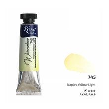 Load image into Gallery viewer, watercolour paint tubes 10ml, professional rosa gallery, clear & vibrant colors naples yellow light