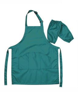 apron for children with sleeves, several colors available, machine washable green