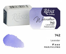 Load image into Gallery viewer, watercolor paint half pans, professional rosa gallery, clear &amp; vibrant colors lavender
