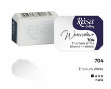 Load image into Gallery viewer, watercolor paint half pans, professional rosa gallery, clear & vibrant colors titanium white