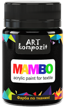 Load image into Gallery viewer, mambo acrylic paint for textiles, metallic and fluorescent colours black
