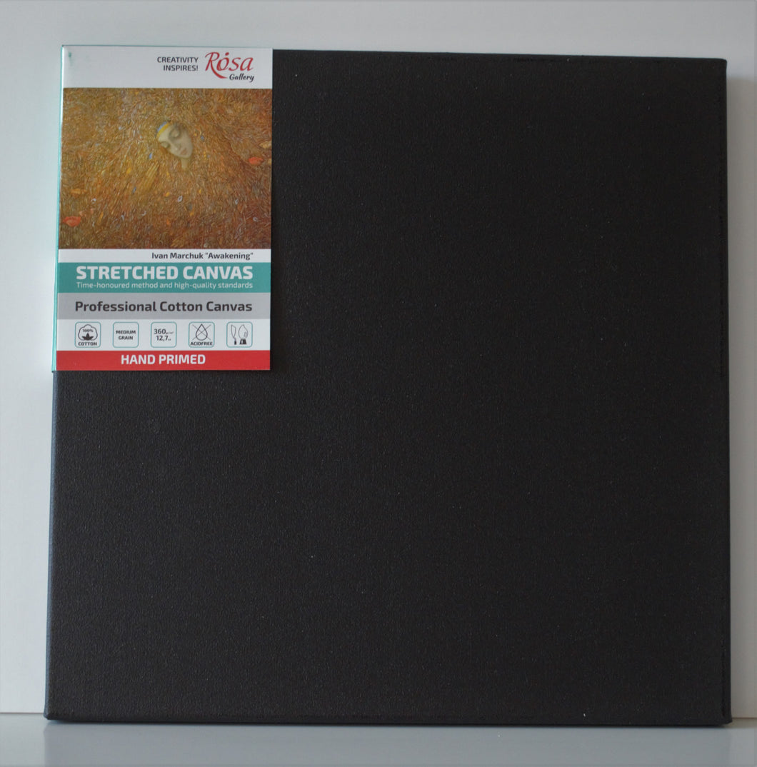 black stretched cotton canvas, triple primed gesso, artist, best quality