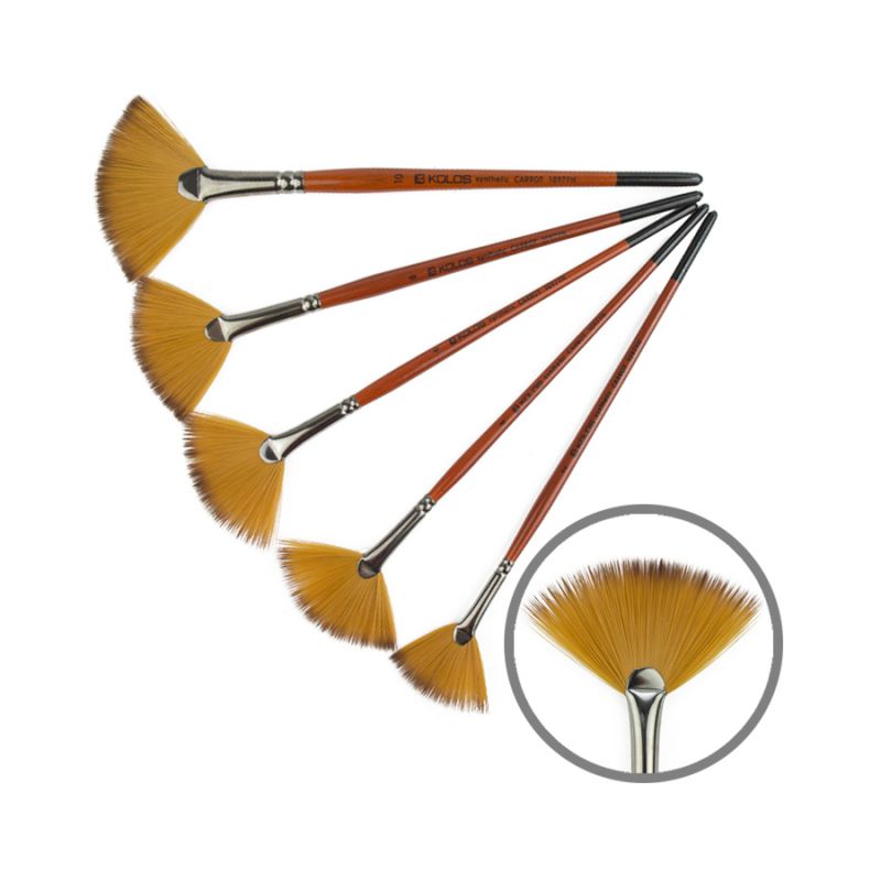 synthetic fan brushes carrot 1097fn short handle kolos, quality artist brushes nº 10