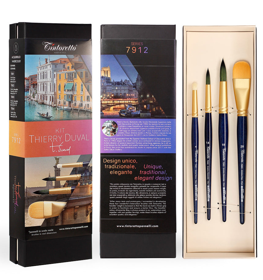 thierry duval selection kit with 4 watercolour brushes