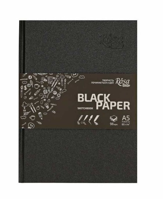 sketchbooks black paper, 96 pages, high quality, 80 grams/m2, drawing, painting a5