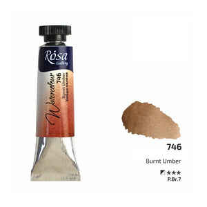 watercolour paint tubes 10ml, professional rosa gallery, clear & vibrant colors burnt umber