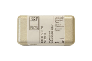 r & f encaustic paints 40 ml iridescent silver