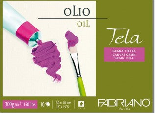 fabriano tela, oil painting paper pad,10 sheets - 300 gsm, acid free, canvas grain 30 x 40 cm