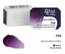 Load image into Gallery viewer, watercolor paint half pans, professional rosa gallery, clear &amp; vibrant colors quinacridone violet
