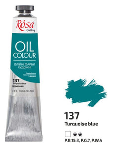 oil paint 45 ml tubes rosa gallery, professional artist colors, several colors turquoise blue