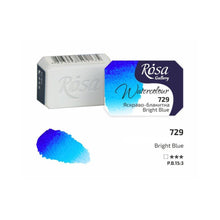 Load image into Gallery viewer, watercolor paint half pans, professional rosa gallery, clear &amp; vibrant colors bright blue
