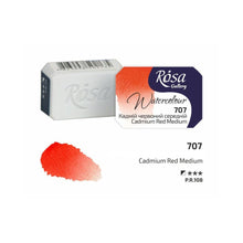 Load image into Gallery viewer, watercolor paint half pans, professional rosa gallery, clear &amp; vibrant colors cadmium red medium
