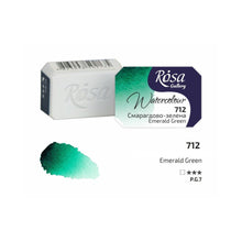Load image into Gallery viewer, watercolor paint half pans, professional rosa gallery, clear &amp; vibrant colors emerald green
