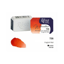Load image into Gallery viewer, watercolor paint half pans, professional rosa gallery, clear &amp; vibrant colors english red
