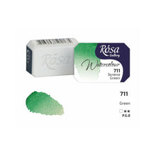Load image into Gallery viewer, watercolor paint half pans, professional rosa gallery, clear &amp; vibrant colors green
