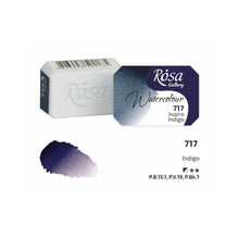 Load image into Gallery viewer, watercolor paint half pans, professional rosa gallery, clear &amp; vibrant colors indigo
