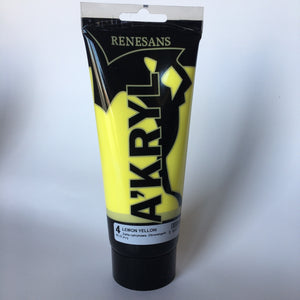 acrylic paint renesans a´kryl 200 ml lemon yellow (primary)