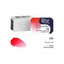 Load image into Gallery viewer, watercolor paint half pans, professional rosa gallery, clear &amp; vibrant colors madder red
