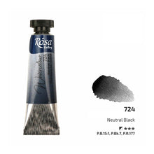 Load image into Gallery viewer, watercolour paint tubes 10ml, professional rosa gallery, clear &amp; vibrant colors neutral black
