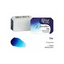 Load image into Gallery viewer, watercolor paint half pans, professional rosa gallery, clear &amp; vibrant colors turquoise

