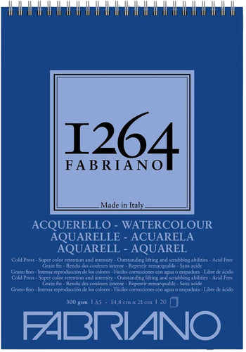 fabriano watercolour spiral bound sketch pad 1264 300 g/m² din a5 20 sheets