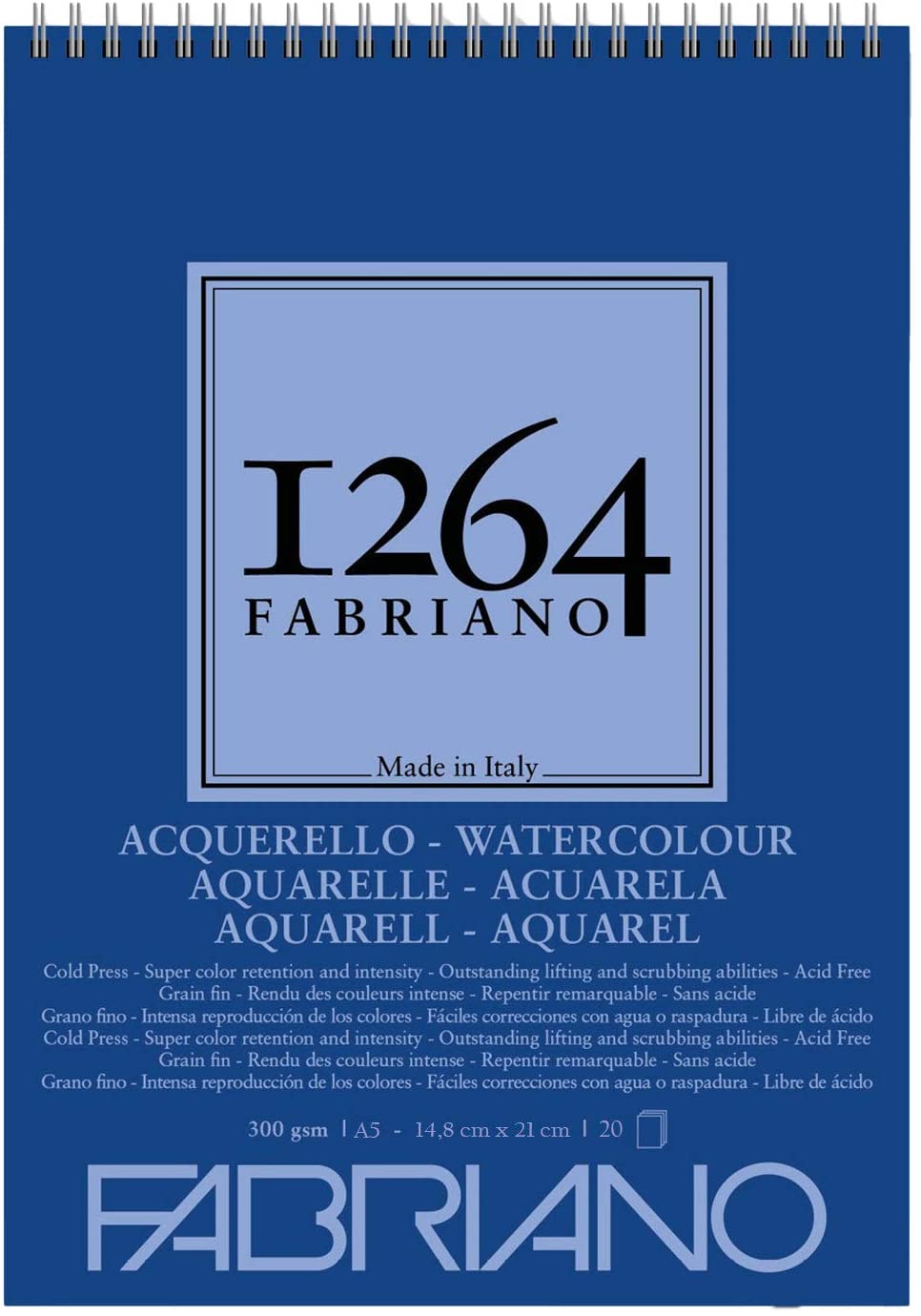 fabriano watercolour spiral bound sketch pad 1264 300 g/m² din a5 20 sheets